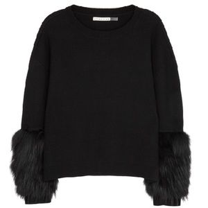 Alice + Olivia "Shiela" sweater.. fox fur cuffs.